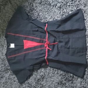 Cherokee Studio Women's Scrub Top, XS, black/red